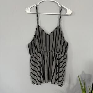SHEIN Womens Black & White Vertical Stripe Spaghetti Strap Tank Top Plus Size 4X